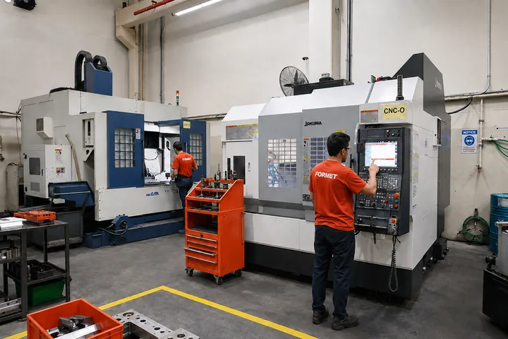 CNC machining floor – custom manufacturing services at a FORMET partner plant