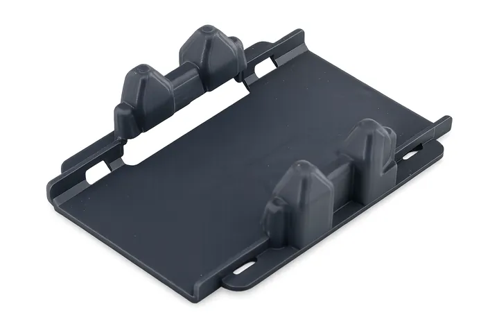 Dark slate plastic mounting plate with two raised cradles