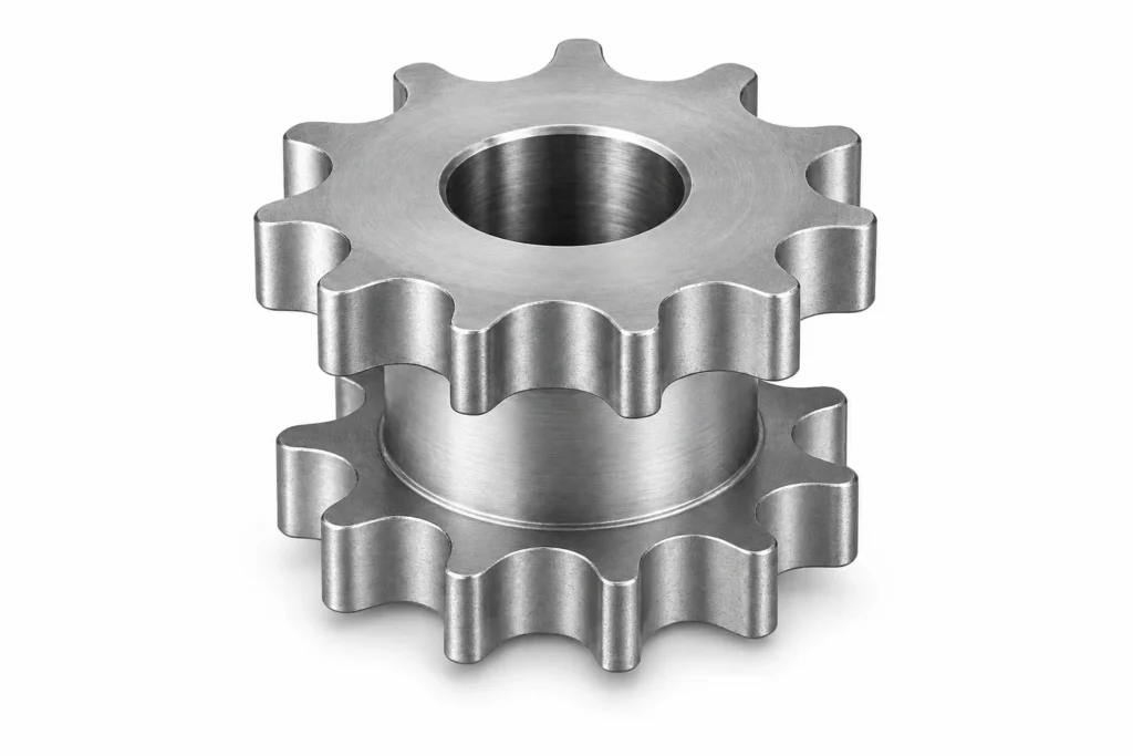 Brushed metal double sprocket gear – precision metal components – FORMET