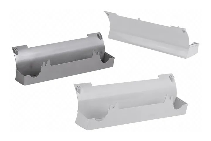 Three gray molded plastic trough covers