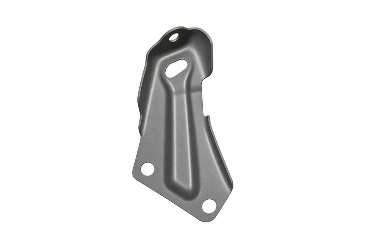 Stamped steel bracket with a stiffening rib