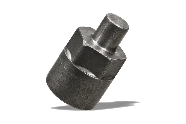 Forged steel hex adapter with a round pin
