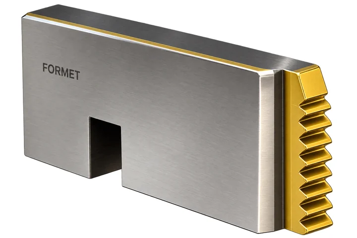 Notched gold-coated flat thread rolling die